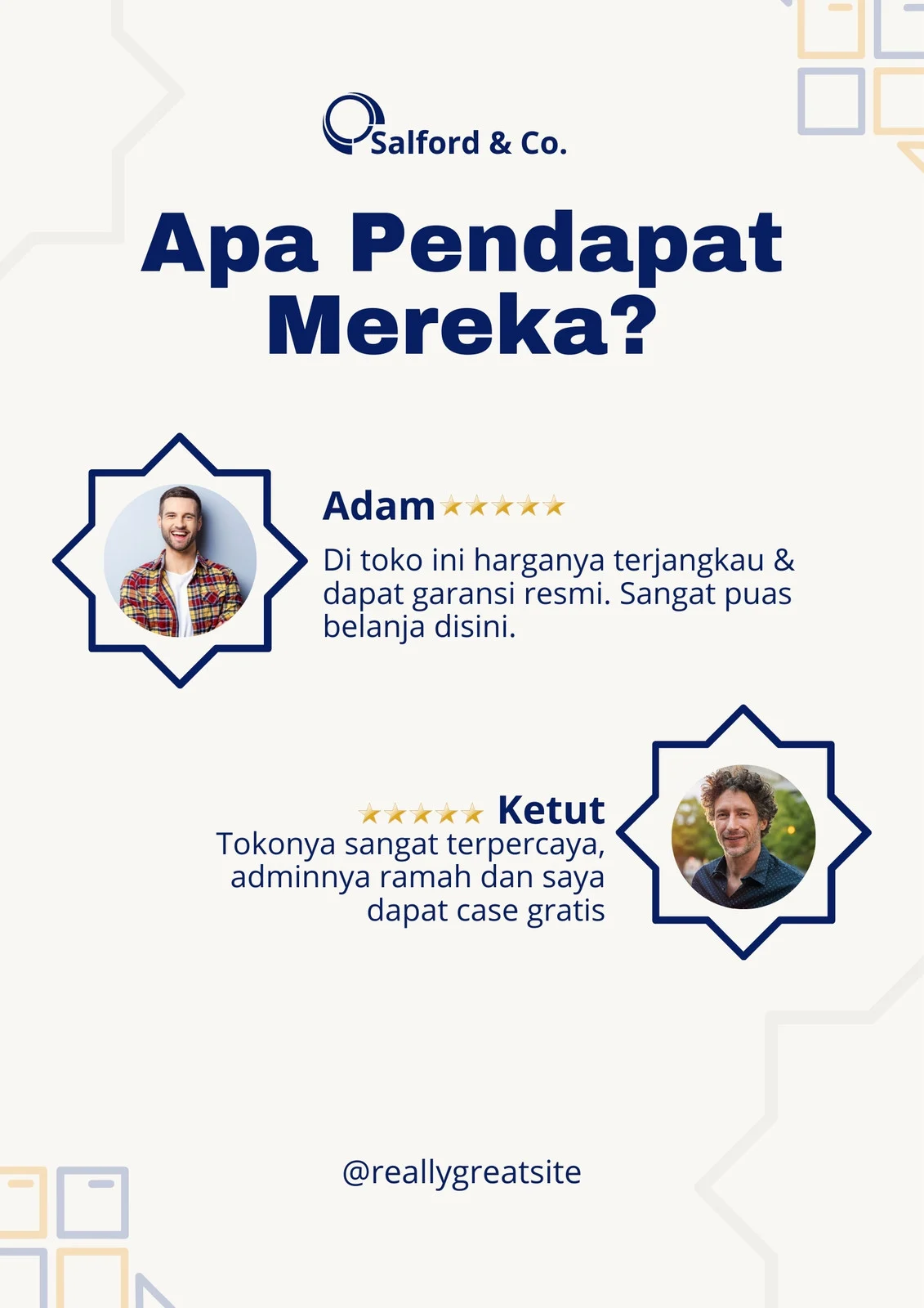 Banner dengan Testimoni Pelanggan